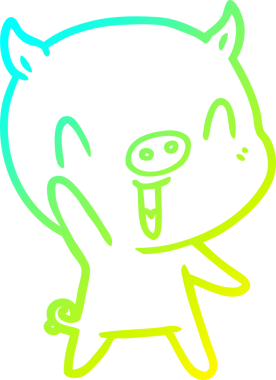 Bir insan tarafından çizilmiş mutlu çizgi film domuzu çizimi.