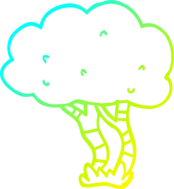 Bir insan tarafından çizilmiş bir karikatür ağacının soğuk gradyan çizimi