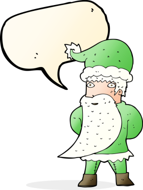 Bir insan tarafından çizilmiş konuşma balonlu Noel Baba çizgi filmi.