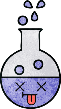 Bir insan tarafından çizilmiş bir test tüpünün retro grunge desen karikatürü