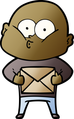 Bir insan tarafından çizilmiş kel bir adam.