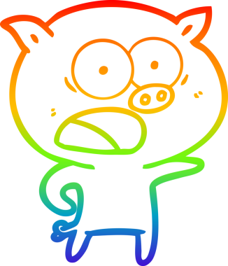 Gökkuşağı gradyan çizimi Bir insan tarafından çizilen bağıran domuz çizgi filmi