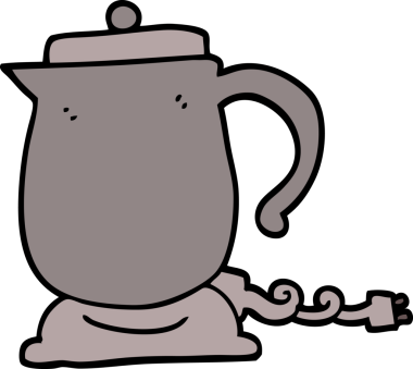 İnsan eliyle çizilmiş karalama tarzı bir çaydanlık.