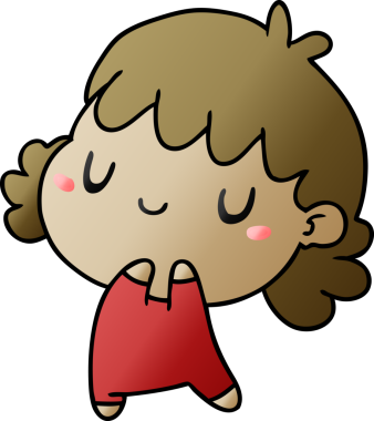 Bir insan tarafından çizilmiş sevimli bir kawai kızının gradyan çizimi.