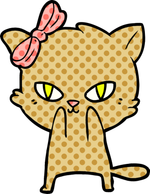 Bir insan tarafından çizilmiş sevimli çizgi film kedisi.