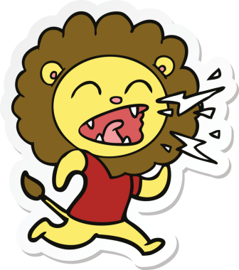 Bir insan tarafından çizilmiş kükreyen aslanın çıkartması.