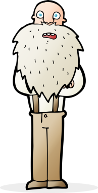 Bir insan tarafından çizilmiş sakallı yaşlı bir adam.