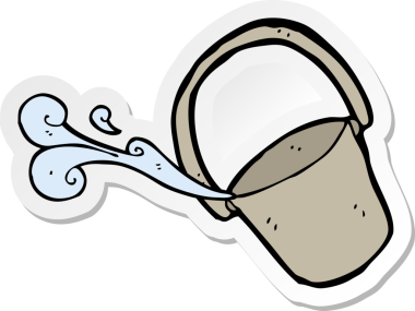 Bir insan tarafından çizilmiş karikatür kovası çıkartması.