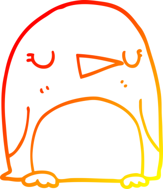 Bir insan tarafından çizilen karikatür pengueninin sıcak çizgi çizimi