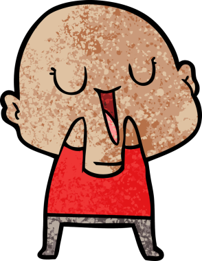 Bir insan tarafından çizilmiş mutlu, kel adam.