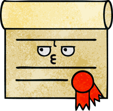 Bir insan tarafından çizilmiş sertifikanın grunge desen karikatürü