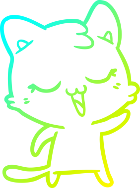 Bir insan tarafından çizilen çizgi film kedisinin soğuk gradyan çizgisi.