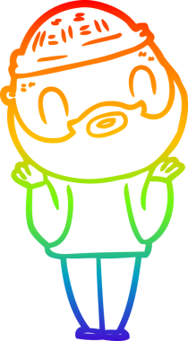 Gökkuşağı gradyan çizgi çizimi bir insan tarafından çizilmiş sakallı bir adamın