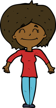 Bir insan tarafından çizilmiş omuz silken çizgi filmdeki kadın.