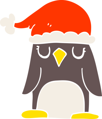 Bir insan tarafından çizilmiş noel şapkası takan karalama pengueni.