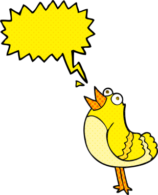 Bir insan tarafından çizilmiş serbest çizilmiş çizgi roman konuşma balonu çizgi film kuşu