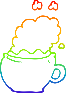 gökkuşağı gradyan çizgisi bir insan tarafından çizilmiş sıcak kahve fincanı