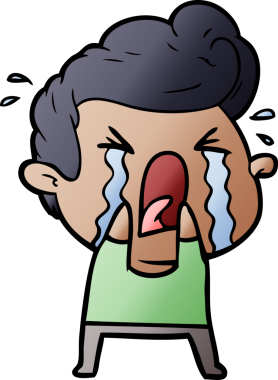 Bir insan tarafından çizilmiş ağlayan bir karikatür.