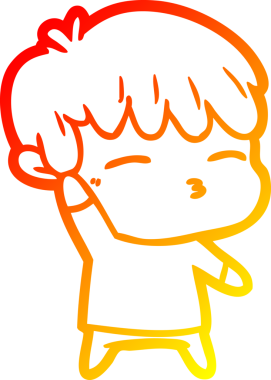 Bir insan tarafından çizilmiş, çizgi film karakteri meraklı bir çocuk çizimi.