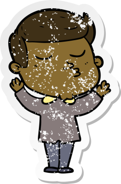 Bir insan tarafından çizilmiş karikatür mankeni adamın sıkıntılı çıkartması.