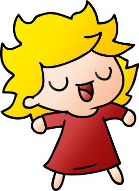 Bir insan tarafından çizilmiş kawai kızının gradyan çizimi.