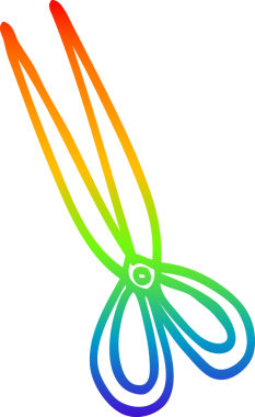 gökkuşağı gradyan çizgi çizimi bir insan tarafından çizilmiş makas