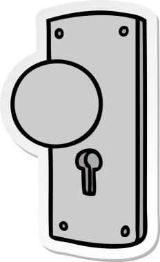 Bir insan tarafından çizilmiş bir kapı kolunun el çizimi karikatürü.