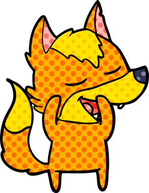 Bir insan tarafından çizilmiş tilki çizgi film karakteri