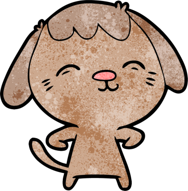 Bir insan tarafından çizilmiş mutlu çizgi film köpeği.