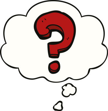 Bir insan tarafından çizilmiş düşünce baloncuklu soru işareti.