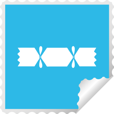 Bir insan tarafından çizilmiş bir noel krakerinin kare soyma etiketi.