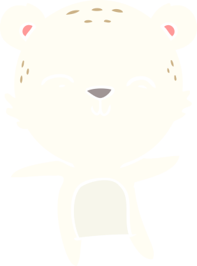 Bir insan tarafından çizilmiş mutlu düz renkli çizgi film kutup ayısı dansı.