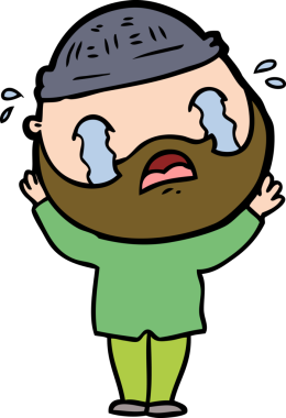 Çizgi film sakallı adam bir insan tarafından çizilmiş ağlıyor.