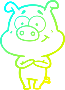 Bir insan tarafından çizilmiş mutlu çizgi film domuzu çizimi.