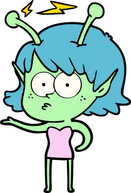 Bir insan tarafından çizilmiş uzaylı kız.