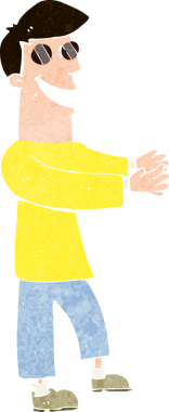 Bir insan tarafından çizilmiş gözlüklü sırıtan adam.