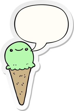 Bir insan tarafından çizilmiş konuşma balonu çıkartmalı karikatür dondurması.