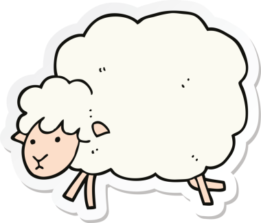 Bir insan tarafından çizilmiş bir koyunun çıkartması.