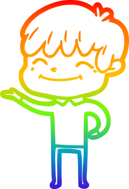 gökkuşağı gradyan çizgi çizimi bir insan tarafından çizilmiş mutlu bir çocuk