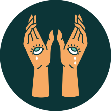 Bir insan tarafından çizilmiş mistik ellerin ikonik dövme şekli