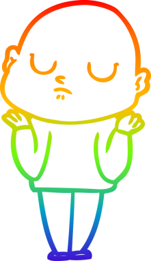 Gökkuşağı gradyan çizgisi bir insan tarafından çizilmiş kel bir adamın çizimi