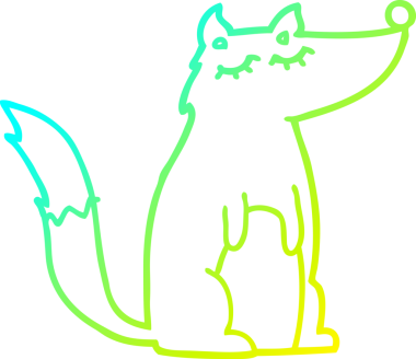 Bir insan tarafından çizilmiş bir kurdun soğuk çizgi çizimi.