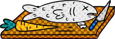 Bir insan tarafından çizilmiş bir yemek doğrama tahtası karalaması.