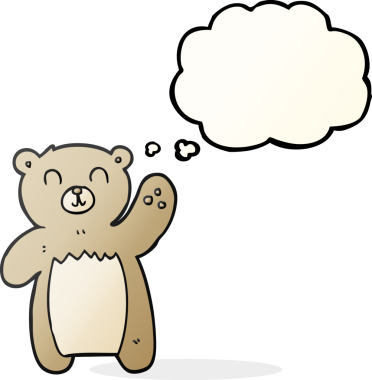 Bir insan tarafından çizilmiş serbest çizim balon karikatür oyuncak ayısı.