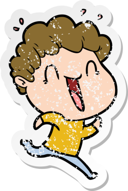 Bir insan tarafından çizilmiş mutlu bir adamın sıkıntılı çıkartması.