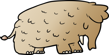 Bir insan tarafından çizilmiş mamut çizgi filmi.