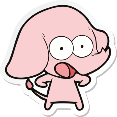 Bir insan tarafından çizilmiş şirin bir fil çıkartması.