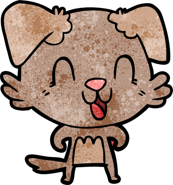 Bir insan tarafından çizilmiş gülen çizgi film köpeği.