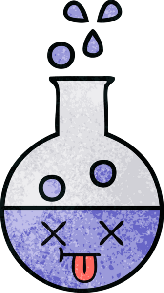 Bir insan tarafından çizilmiş bir test tüpünün retro grunge desen karikatürü