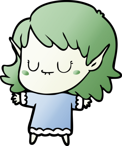 Bir insan tarafından çizilmiş mutlu elf kızı.